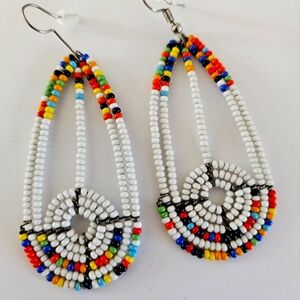 Multi-color dangly beaded African earrings